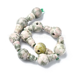 Natural Green Line Jasper 3-Hole Guru Bead Strands&nbsp;G-K149-41