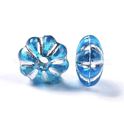 アクリルビーズ  シルバーライン入り  花  スチールブルー  6.5x6.5x3.5mm  穴：1.6mm  約3625個/290g&nbsp;LS-SACR-C005-02D