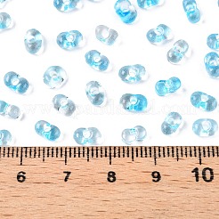 塗装ガラスシードビーズスプレー  ピーナッツ  ディープスカイブルー  6~6.5x4x3mm  穴：1.4~1.5mm  約4000個/ポンド&nbsp;SEED-T007-08B