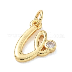 Brass Micro Pave Clear Cubic Zirconia Charms&nbsp;KK-D289-66G-V