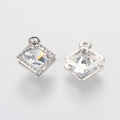 Rhombus Alloy Charms&nbsp;ZIRC-R007-053A-02