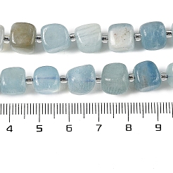 天然石アクアマリンビーズ連売り  ナゲット  シードビーズで  8~10x7.5~9.5x7~9mm  穴：1.2mm  約30個/連  15.67''（39.8センチメートル）&nbsp;G-A254-A01-02