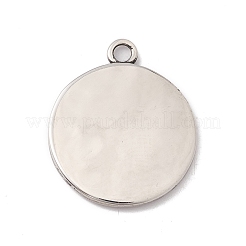 304ステンレスペンダント  花付きフラットラウンド  アンティークシルバー  24x20x2mm  穴：2.2mm&nbsp;STAS-E158-09AS