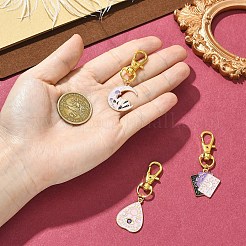 3本合金エナメルペンダントデコレーション  合金製回転式ナスカンカニカン付き  混合図形  ゴールドカラー  55~61mm&nbsp;HJEW-YW00205