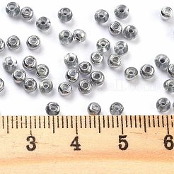 内部色ガラス種ビーズ  半分銀メッキ  ラウンド  ゲインボロ  3.5x2.5mm  穴：1mm  約11250個/ポンド&nbsp;SEED-A032-03I