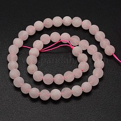 天然石ローズクォーツビーズ連売り  艶消し  ラウンド  6mm  穴：0.8mm  約60個/連  14.1インチ&nbsp;X-G-D670-6mm