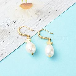 Grade B Natural Pearl Beads Dangle Earring&nbsp;EJEW-JE04591-01