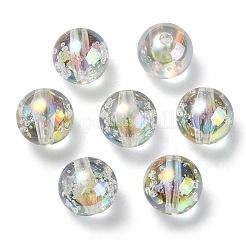 UVメッキ透明レインボー虹色アクリルビーズ  バブルビーズ  ラウンド  透明  15~15.5x15.5~16mm  穴：2.6~2.7mm&nbsp;TACR-D010-07B