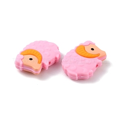 羊の食品グレードの環境に優しいシリコーンビーズ  パールピンク  21x28x8mm  穴：2mm&nbsp;LS-SIL-WH0008-38A