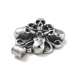 304ステンレスペンダント  アンティークシルバー  スカル  27x27x7.5mm  穴：8x5mm&nbsp;STAS-M336-01F-AS