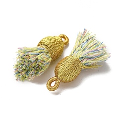 綿のタッセルのペンダント  ポリエステルと  ライトカーキ  32~37x11~12mm  穴：2x4.5mm&nbsp;FIND-D302-02P