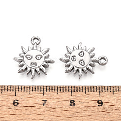 304ステンレスペンダント  変色防止  太陽のチャーム  ステンレス鋼色  18x15x2.5mm  穴：1.6mm&nbsp;STAS-T067-73P
