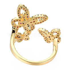 Cubic Zirconia Triple Butterfly Open Cuff Rings&nbsp;RJEW-N037-042A