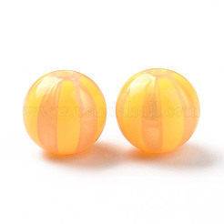 不透明なアクリルビーズ  グリッターパウダー  縞模様の丸い  ミックスカラー  15.5x15mm  穴：3mm&nbsp;OACR-M003-03
