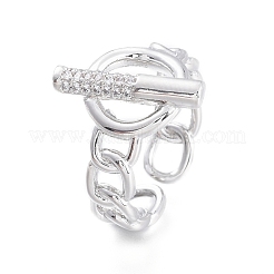 Brass Micro Pave Clear Cubic Zirconia Cuff Rings&nbsp;RJEW-F103-03-P