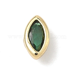 Horse Eye Brass Micro Pave Cubic Zirconia Cabochons&nbsp;KK-P345-13G-C