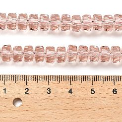 透明ガラスビーズ連売り  多面カット  バレル  ライトコーラル  7.5x5mm  穴：1.6mm  約64個/連  14.69''（37.3センチメートル）&nbsp;EGLA-K071-05D