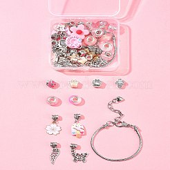 キットを作るDIYブレスレット  合金ビーズとペンダント付き  ミックスカラー  11~34x6~34x8mm  穴：4~5mm&nbsp;DIY-FS0005-99A