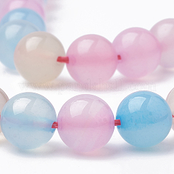 天然石瑪瑙ビーズ連売り  染め  ラウンド  ミックスカラー  8~8.5mm  穴：1mm  約47個/連  15.5インチ&nbsp;G-T098-04C