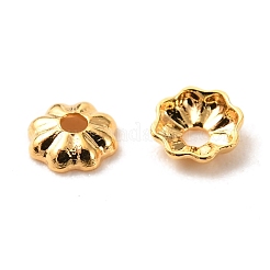 真鍮製ビーズキャップ  長持ちメッキ  花  マルチ花弁  18KGP本金メッキ  3.5x1mm  穴：1mm&nbsp;KK-F824-028G