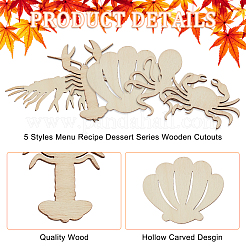 100Pcs 5 Styles Unfinished Wooden Cutouts&nbsp;WOOD-OC0002-87