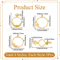 20Pcs 4 Styles Alloy Open Back Bezel Link Rings&nbsp;FIND-SP0006-02