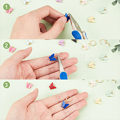 DIY バタフライ ドロップ イヤリング 作成キット  アクリルパーツなど、  304ステンレススチールフレンチフックピアス金具と丸カン  ミックスカラー  60個/箱&nbsp;DIY-GA0003-91