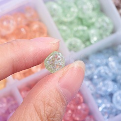 500個10色クラックルガラスビーズ  染め＆加熱  ロンデル  ミックスカラー  8x4mm  穴：1mm  50個/カラー&nbsp;GLAA-SZ0001-56