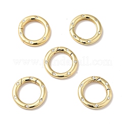 Brass Pave Clear Cubic Zirconia Spring Gate Rings&nbsp;KK-J301-15G
