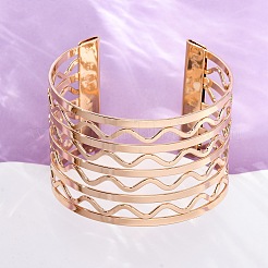Wave Iron Cuff Bangles for Women&nbsp;BJEW-G741-03KCG