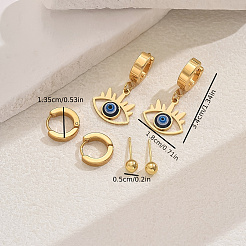 3 Pairs 3 Styles 201 Stainless Steel Earrings Sets&nbsp;QS4475-2