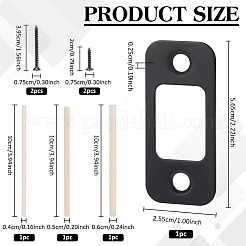 ステンレス製ドア修理用ストライクプレート  木の棒とネジで  長方形  ブラック  25.5x56.5x2.5mm&nbsp;AJEW-WH0752-450EB