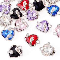 18Pcs 6 Colors Alloy Glass Charms&nbsp;FIND-TA0009-91P