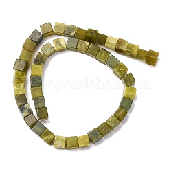 天然岫岩のヒスイのビーズ連売り  キューブ  8~8.5x8~8.5x8~8.5mm  穴：1.2mm  約46個/連  15.35''（39センチメートル）&nbsp;G-B155-C04-8x8mm