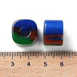 樹脂の大きな穴のヨーロッパのビーズ  正方形  グリーン  11.5~12x15~15.5x15~15.5mm  穴：6mm&nbsp;RESI-U009-02A-03