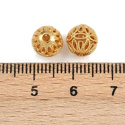 真鍮ビーズ  中空ラウンド  ニッケルフリー  18KGP本金メッキ  8x7.5mm  穴：1.8mm&nbsp;KK-F910-03G