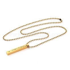 304 Stainless Steel Ball Chain Rectangle Pendant Necklaces&nbsp;NJEW-K273-05G