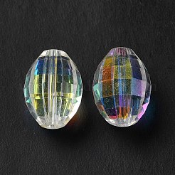 ガラス k9 ガラス  模造オーストリアクリスタルビーズ  多面カット  オーバル  クリアAB  13x9.5x10mm  穴：1.4mm&nbsp;GLAA-H024-02C
