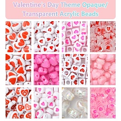 385Pcs Valentine's Day Theme Opaque/Transparent Acrylic Beads&nbsp;MACR-FS0001-93