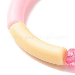 アクリルカーブチューブビーズストレッチブレスレット  女性のための分厚いブレスレット  カラフル  内径：2インチ（5.2cm）&nbsp;BJEW-JB07952