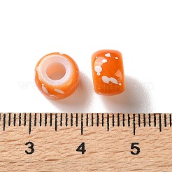 スプレー塗装されたABSプラスチック製のヨーロッパのビーズ  大穴ビーズ  ラウンド  サンゴ  9x6mm  穴：4mm  約1600個/500g&nbsp;KY-G033-01A-09