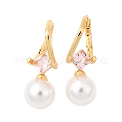 Brass Glass Round Hoop Earrings&nbsp;EJEW-P331-01G
