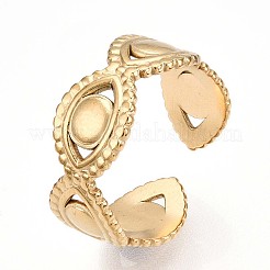 Ion Plating(IP) 304 Stainless Steel Evil Eye Wrap Open Cuff Ring for Women&nbsp;RJEW-S405-183G
