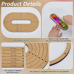 ガラス用MDFボードテンプレートキット（6スタイル、6個）  オーバル  202~330x63~190x6mm  穴：3mm  1個/スタイル&nbsp;DIY-WH0308-698C
