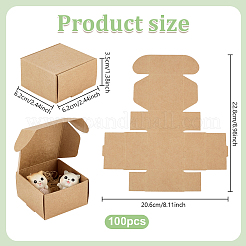 クラフト紙箱  折りたたみボックス  正方形  淡い茶色  6.2x6.2x3.5cm&nbsp;CON-WH0036-01