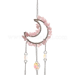 Natural Rose Quartz Chip & Iron Suncatchers&nbsp;HJEW-G028-03A