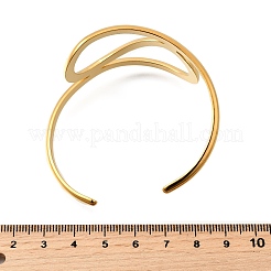 女性用304ステンレススチールカフバングル  ゴールドカラー  1-3/8インチ（3.4cm）  内径：2-1/4インチ（5.6cm）&nbsp;BJEW-V012-01G