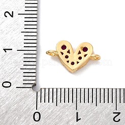 Brass Micro Pave Cubic Zirconia Heart Connector Charms&nbsp;KK-F894-03G-03