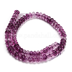 染色された天然石風ガラスビーズの連  ロンデル  パープル  8~8.5x4.5~5mm  穴：1.2mm  約79個/連  14.57''（37センチメートル）&nbsp;GL-Z001-03A-05