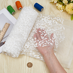 Polyester Leaf Lace Embroidery Fabrics&nbsp;DIY-WH20081-073B